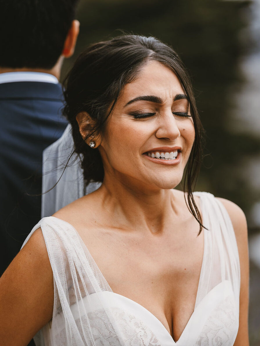 Bride's reaction during first touch