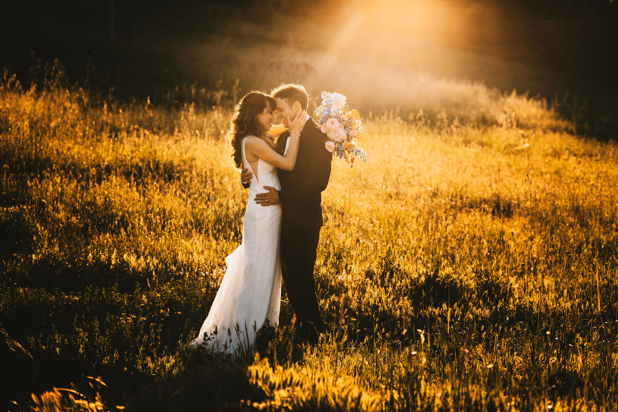 Romantic sunset photo during wine country wedding at Mountain House Estate