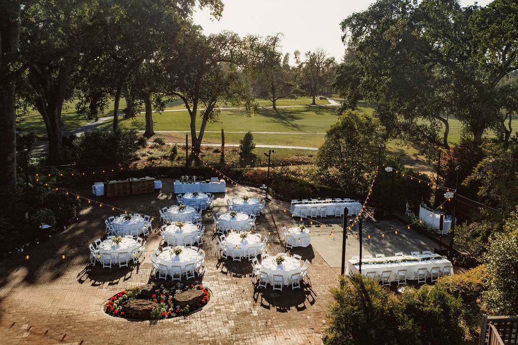 overhead view of wedding reception during indian wedding at napa winery