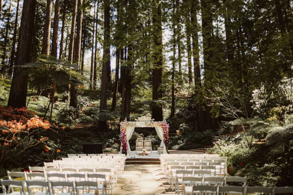 indian wedding ceremony site in the redwood grove  at nestledown 
